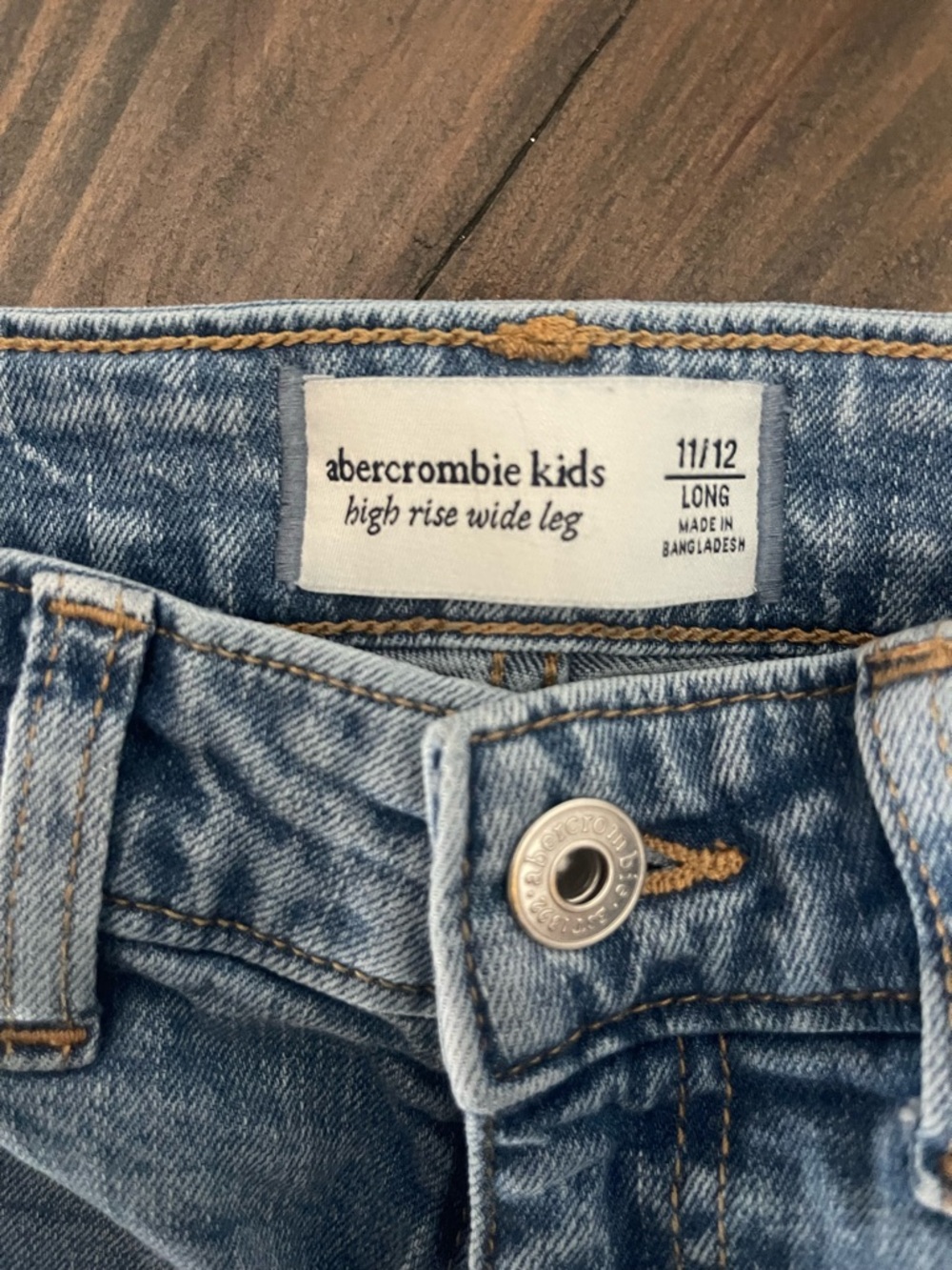 abercrombie kids light blue high-rise wide leg jeans